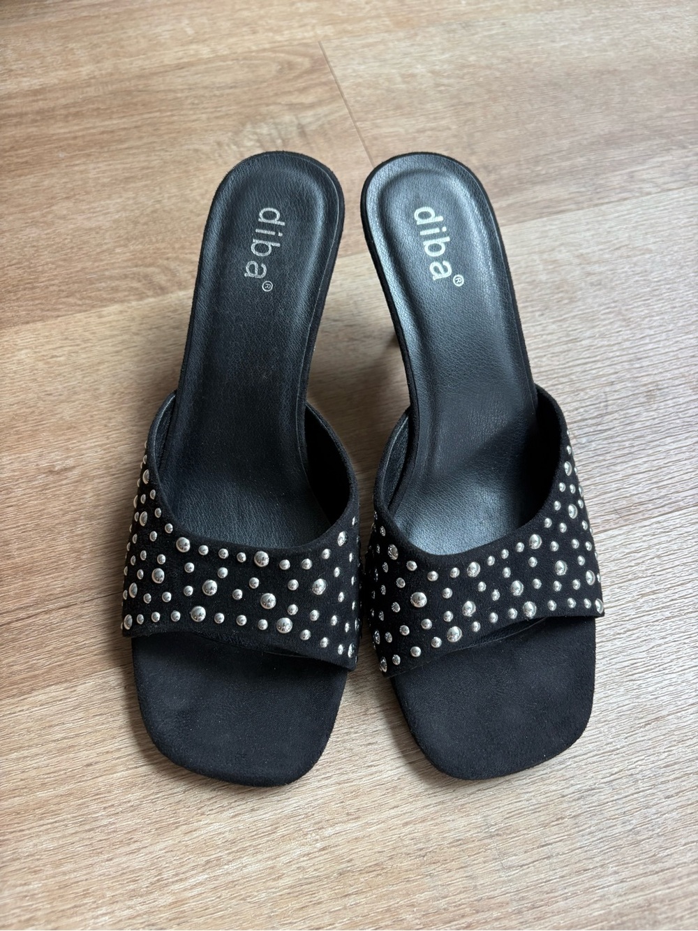 Diba Black Studded Mule Heels
